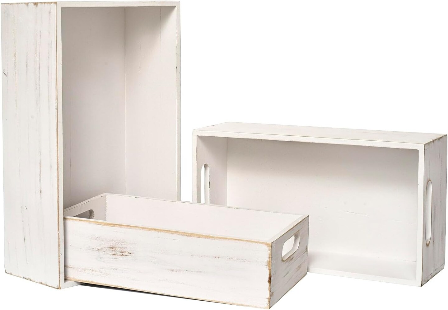 Set of 3 Small Wooden Crates for Display and Organizing