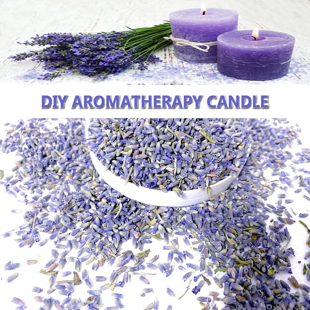 Dried Lavender Flowers, Natural Dried Lavender Buds, Fragrant Dried Lavender Bulk for Drawers and Closets, Wholesale Dried Flowers for Soap, Candle, Sachets, DIY (1 Pound)