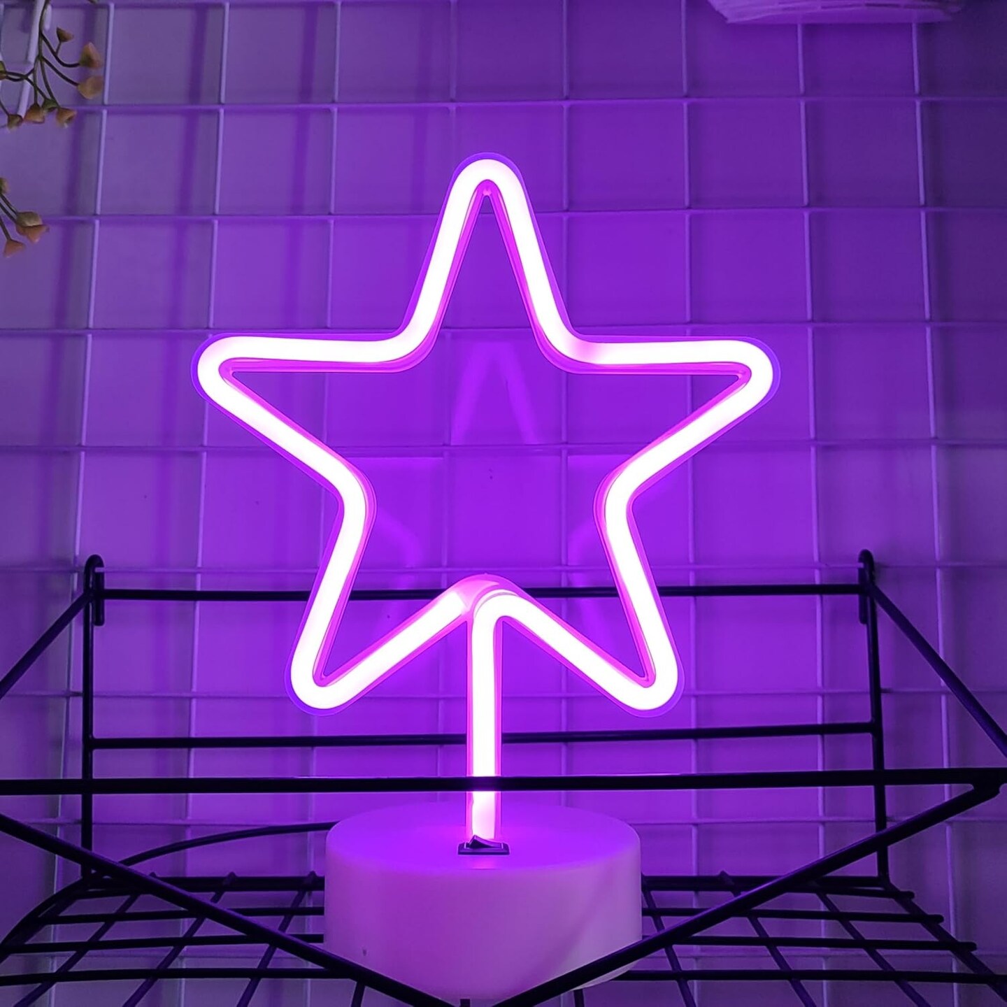 Summer Pink Star Neon Light – Summer Glow LED Sign with Base, USB/Battery Powered – Fun Decor for Pool Parties, Patios & Beachy Nights