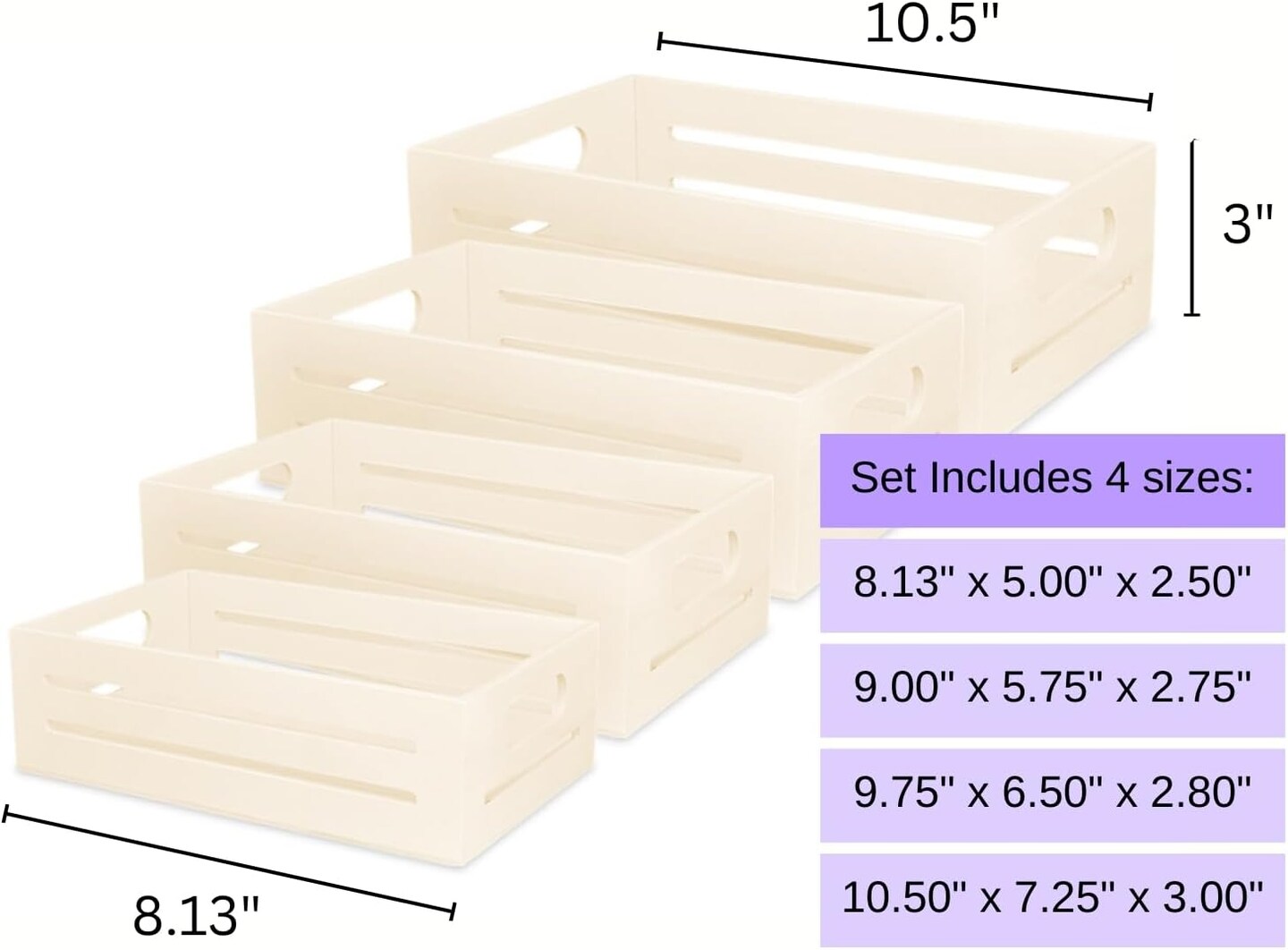 Set of 4 Small Wood Crates for Crafts