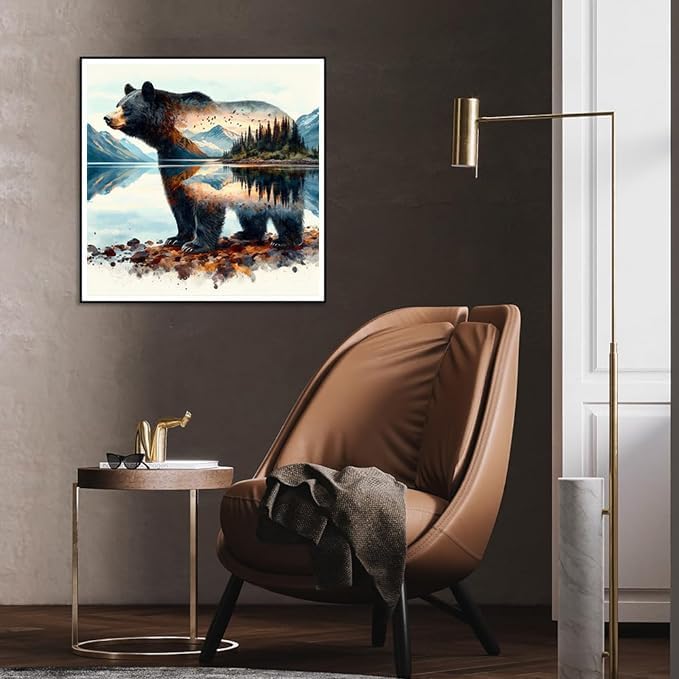 Forest Bear Diamond Painting Kits for Beginner - 5D Bear Diamond Art Kits for Adults, DIY Animal Diamond Painting Gem Art Crafts, Diamond Art Painting