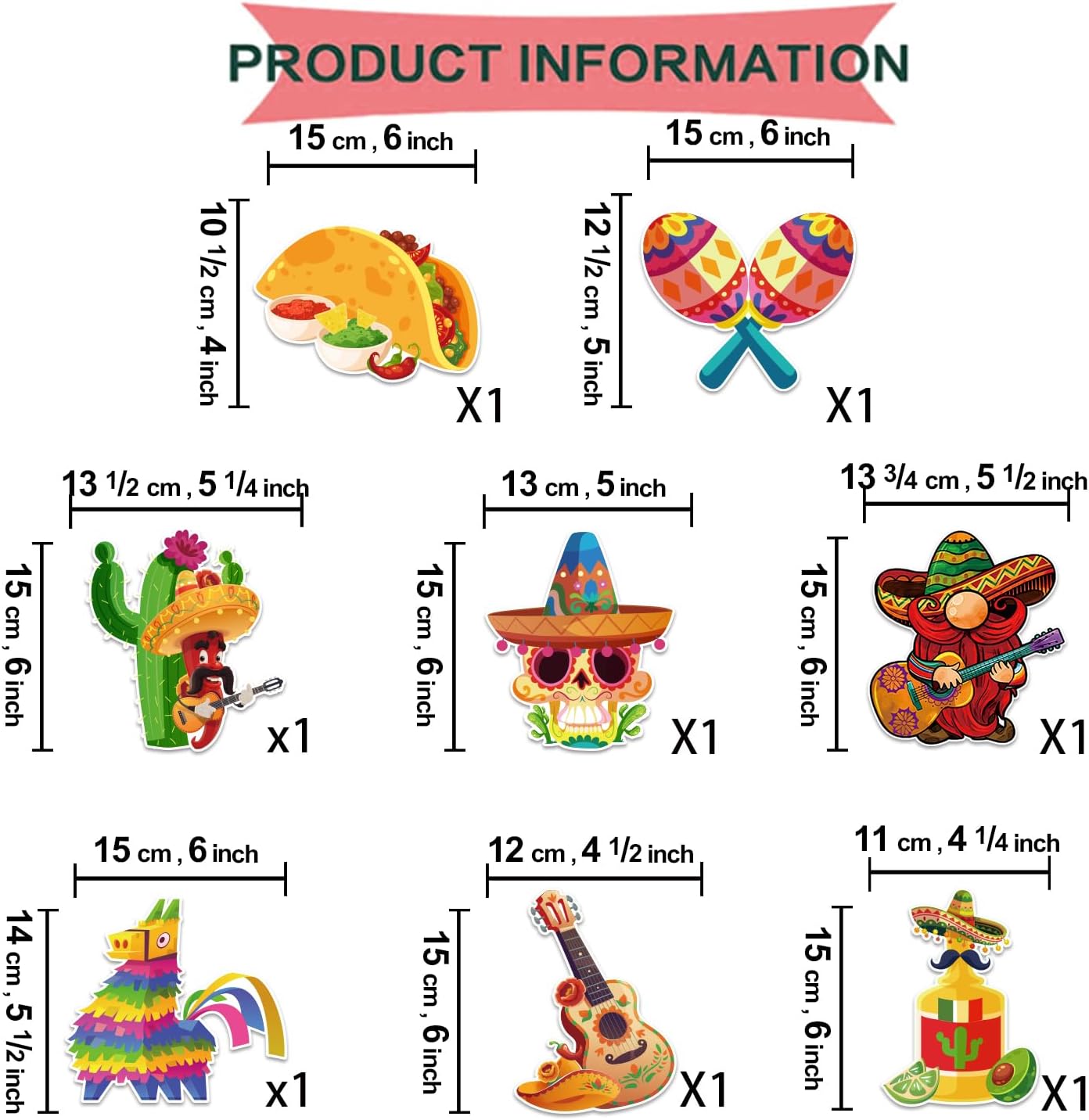 Pre-strung Taco Birthday Party Decorations, with 1pcs Fiesta Happy Birthday Banner, 8pcs Cinco De Mayo Hanging Swirls, Mexican Birthday Party Decorations, Fiesta Birthday Party Decorations