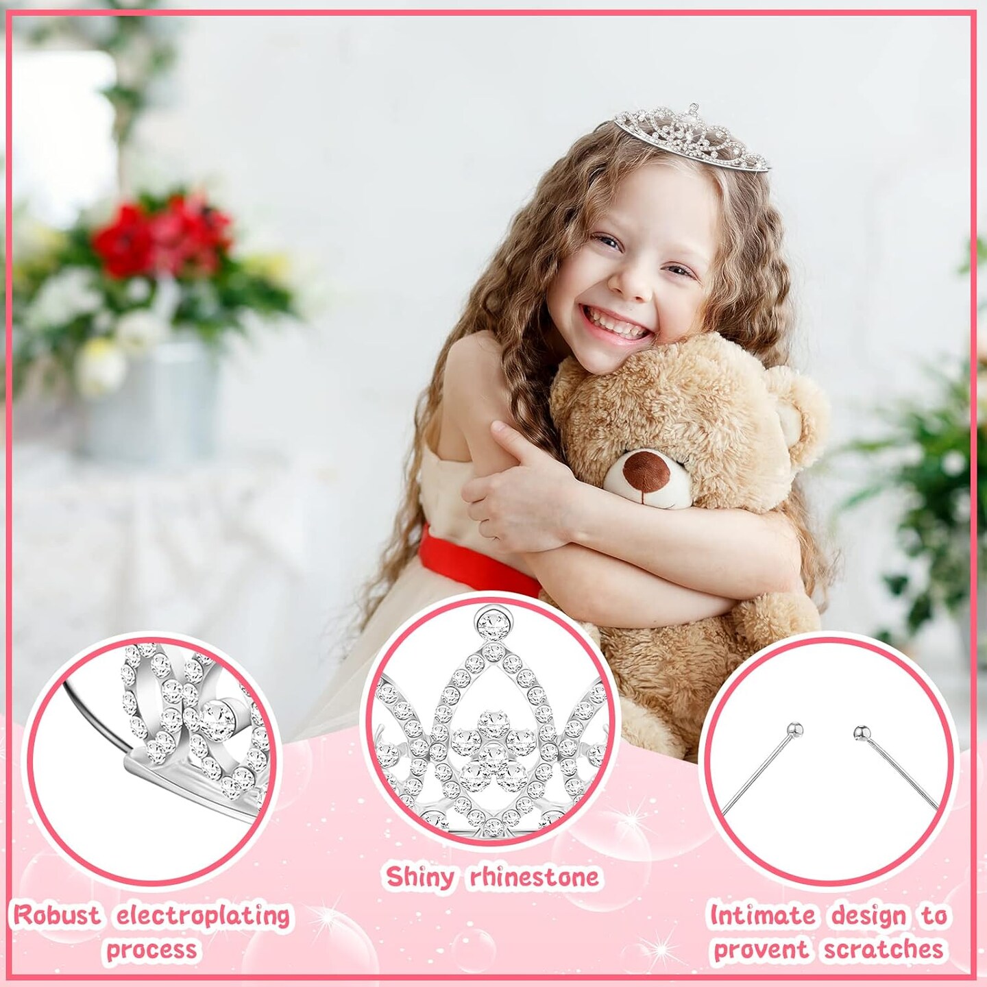 32 Pieces Girls Crystal Tiara Crown Rhinestone Tiara Headband Crystal Princess Tiaras Silver Heart Crown Headband