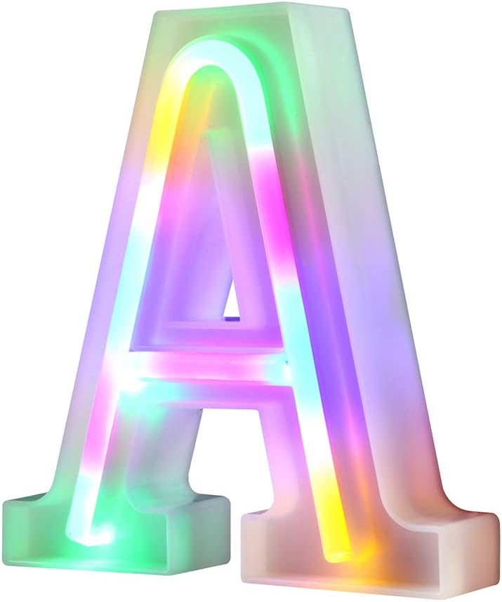 Summer Neon Alphabet Lights &#x2013; Colorful A-Z LED Letters, USB/Battery Powered &#x2013; Fun Decor for Parties, BBQs &#x26; Beach Days