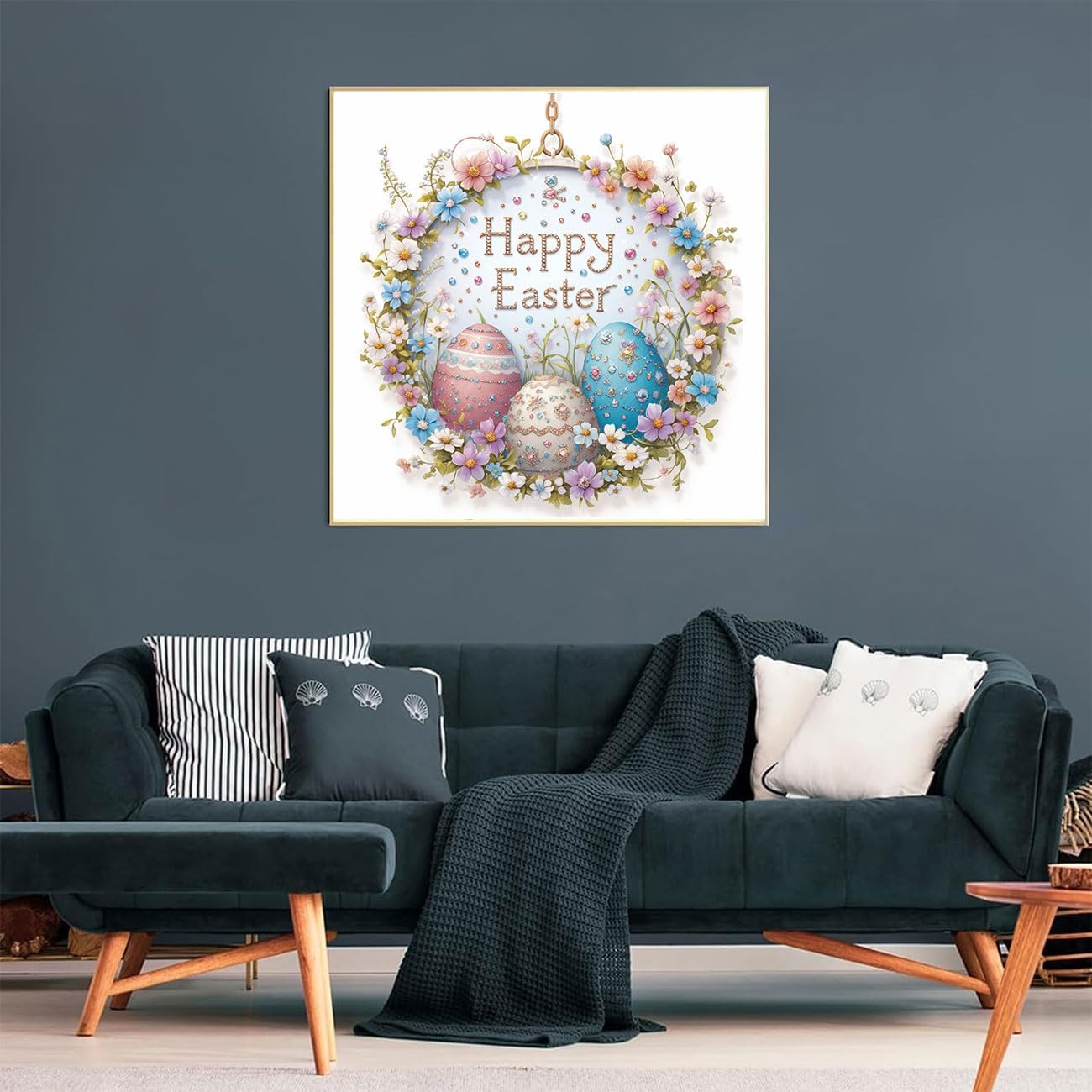 Diamond Art Kits for Adults, Easter Egg 5D Diamond Painting Kits for Beginner DIY Gem Art Full Drill Diamond Dots Crystal Craft Kits for Home Wall Decor Gifts 14x14inch