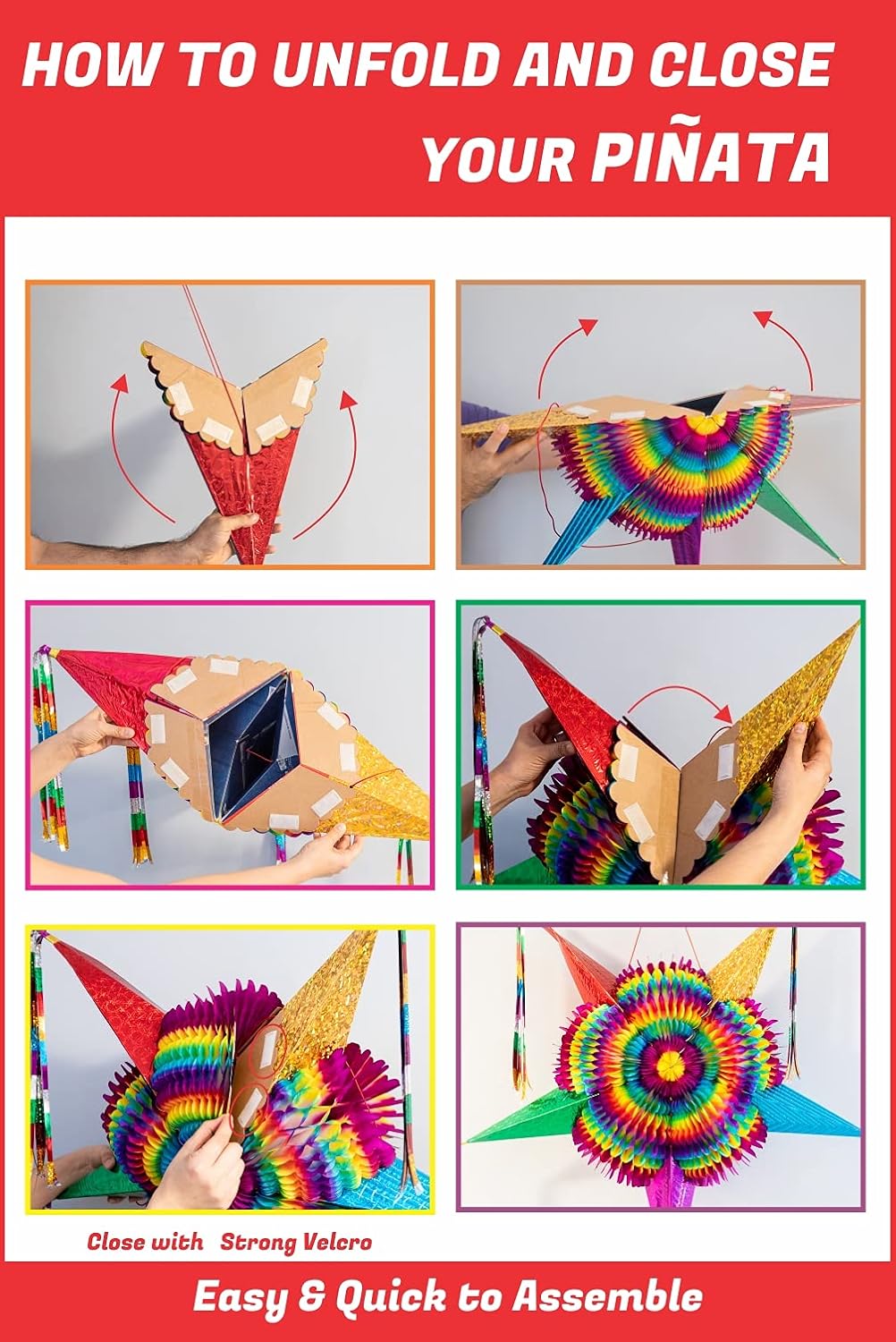 Mexican Star Pinata,Festive Rainbow Pinatas Party Decorations,32 Inch Large Authentica Birthday Pinata for Kids Birthday Party, 5 de Mayo,4th of July (Celly Party Mexican Star Pinata)