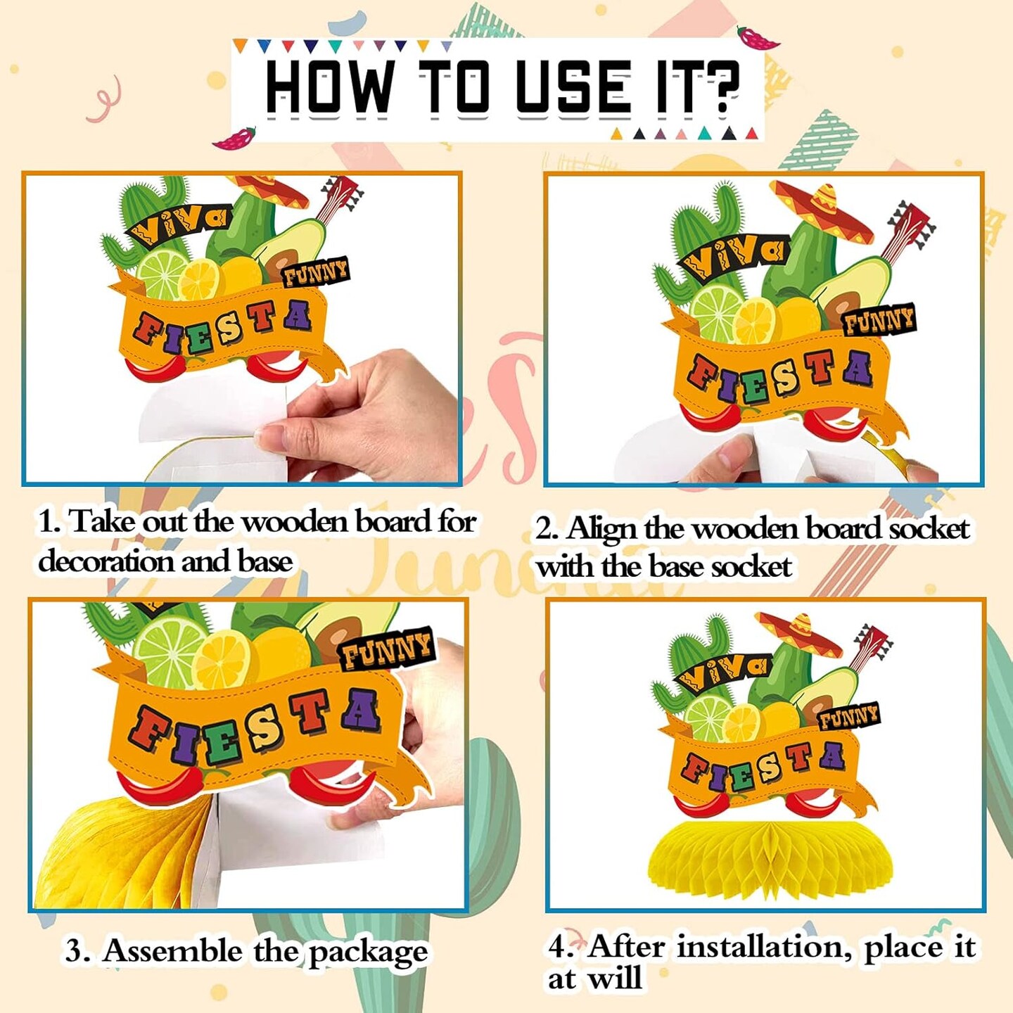 10pcs Mexican Cinco de Mayo Honeycomb Table Centerpieces Party Decorations,3D Double Side Toppers Paper Fans Mexican Fiesta Theme Taco Bout Birthday Party Decor Supplies