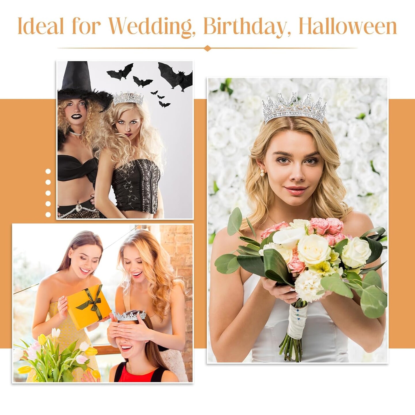 10 Pieces Crown Tiara for Women Crystal Headband with Comb Princess Rhinestone Queen Crown Bridal Hair Accessories Jewelry