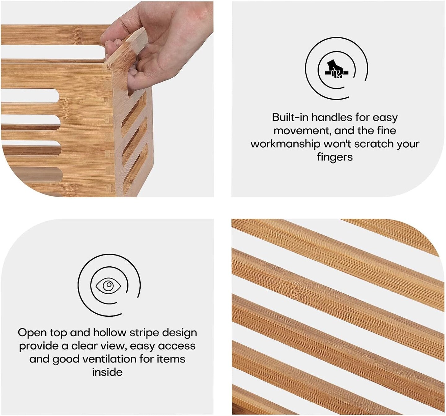 3PCS Natural Wooden Boxes Crates for Storage