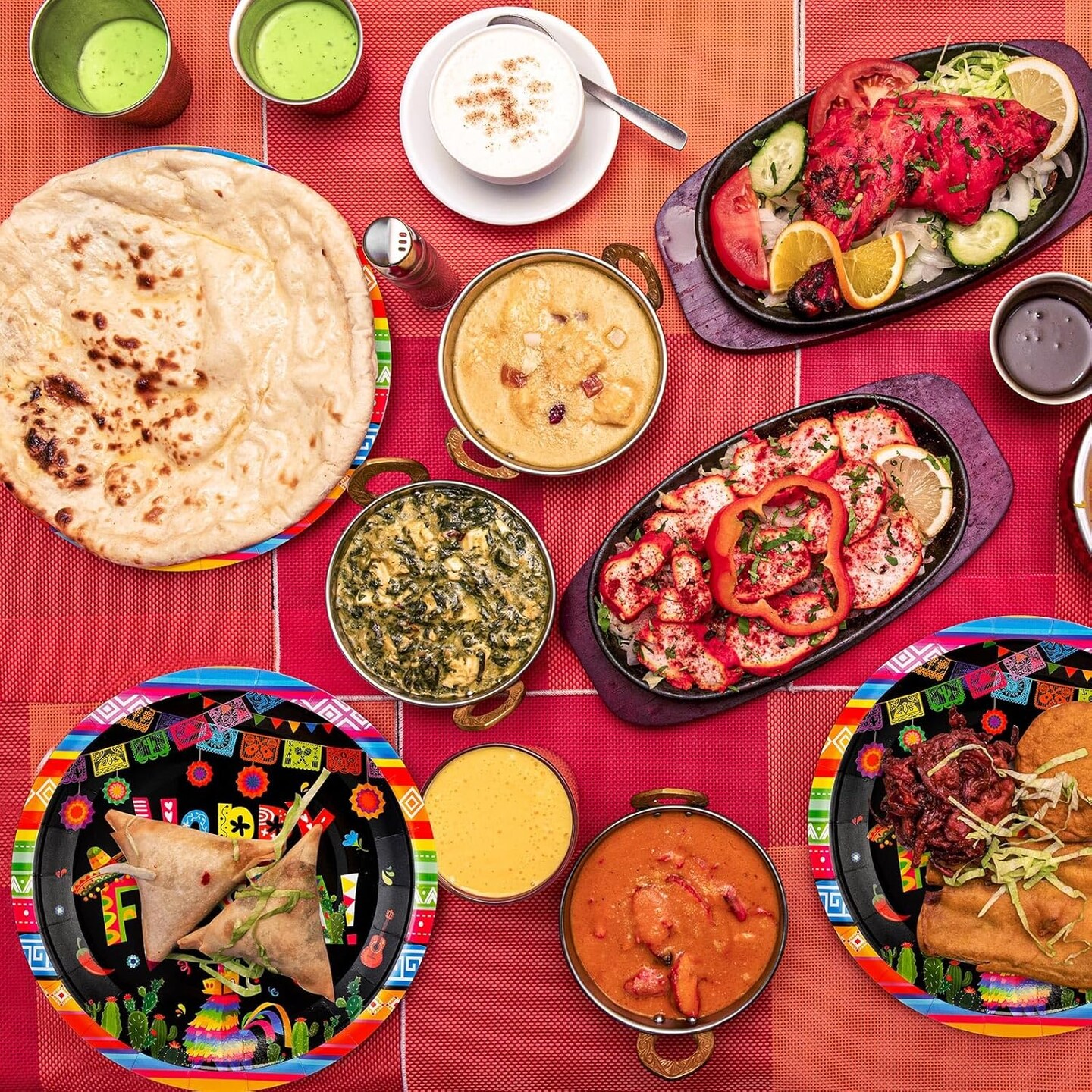 100 Pcs Mexican Paper Plates 7 Inch Disposable Fiesta Cake Dessert Plates Cinco De Mayo Party Decorations for Taco Tuesday Birthday Party Supplies(Fiesta Style)