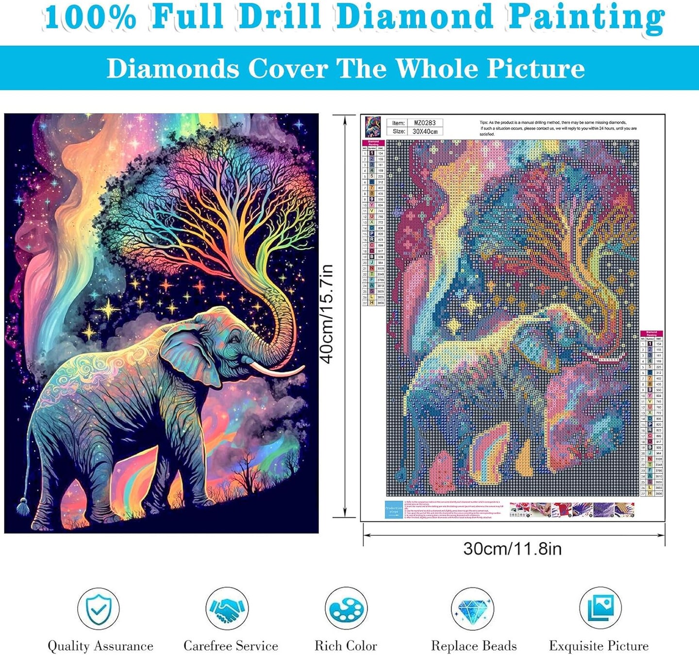 5D Diamond Painting Kits for Adults Elephant Diamond Art Kits for Adoults DIY Full Round Paint with Diamond Art Dots Abstract Gem Art Painting Crafts for Home Wall Decor 11.8x15.7inch