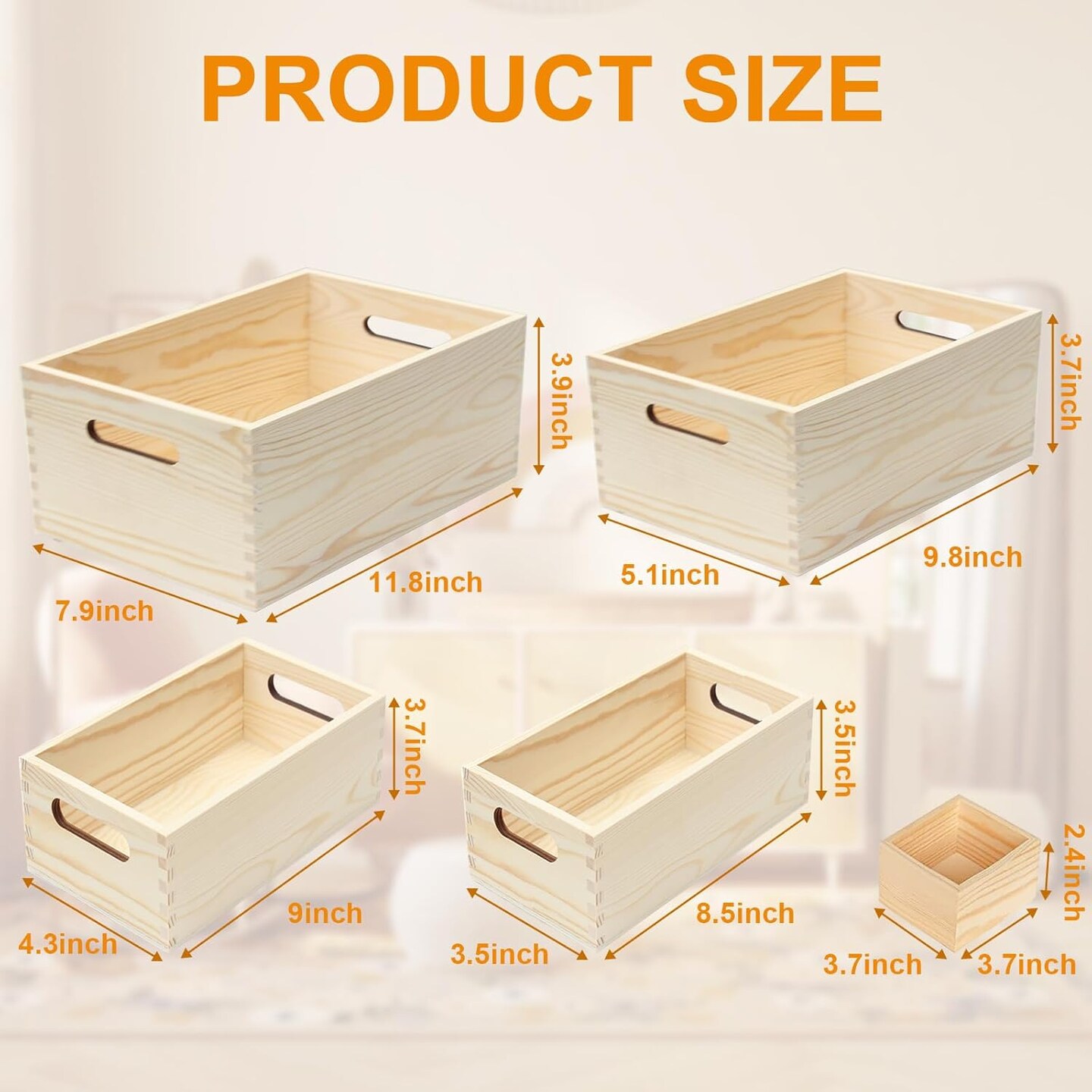 6 Packs Unfinished Wood Crate Box