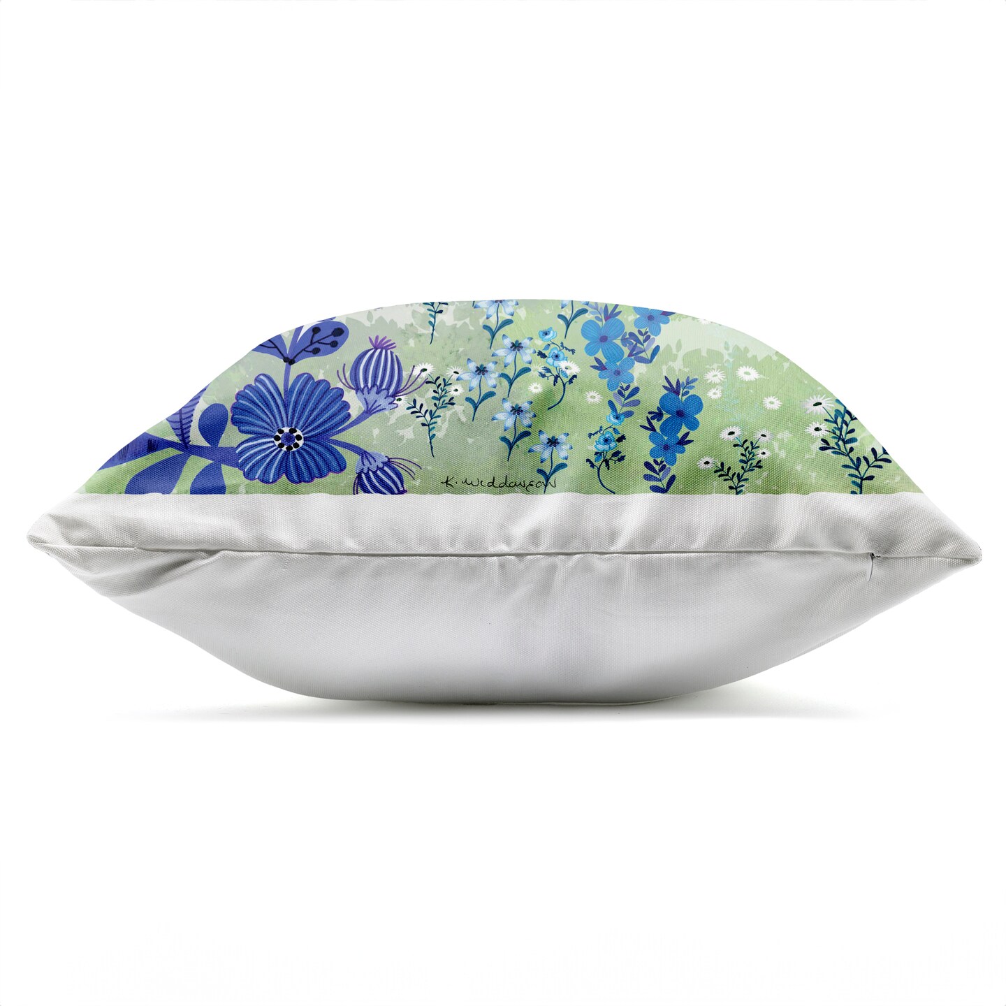 Stupell Industries Whimsical Blue Garden Outdoor Printed Pillow design by Kay Widdowson, 18 x 7 x 18