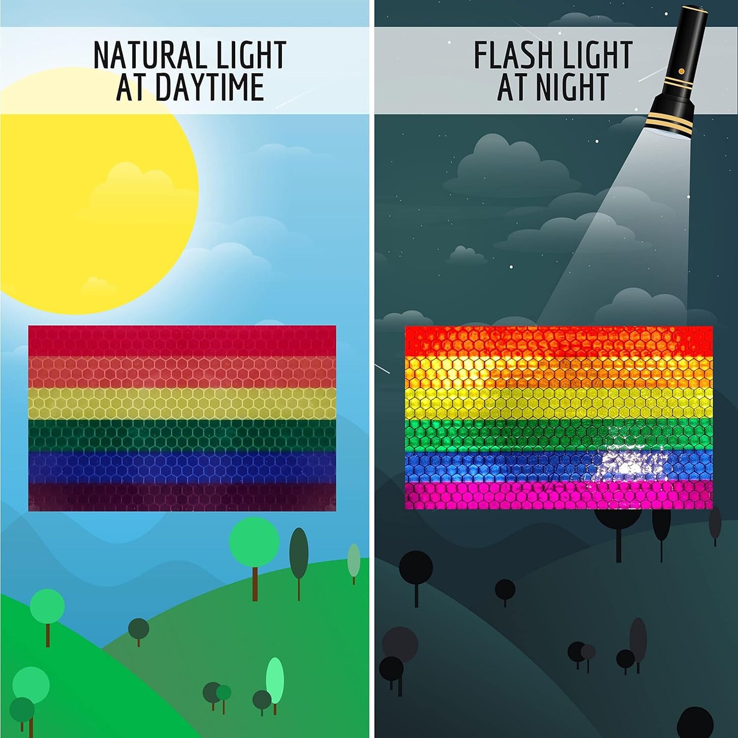 3PC Reflective LGBTQ Pride Rainbow Flag Stickers - 5 x 3 Inches - Support Gay Lesbian LGBT Equality Ally Bumper Sticker Decal