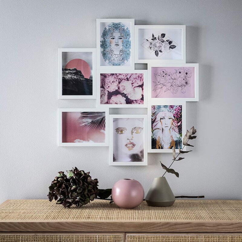 White Collage Frame for 8 Photos 5x7&#x22; Lightweight Multi Photo Display