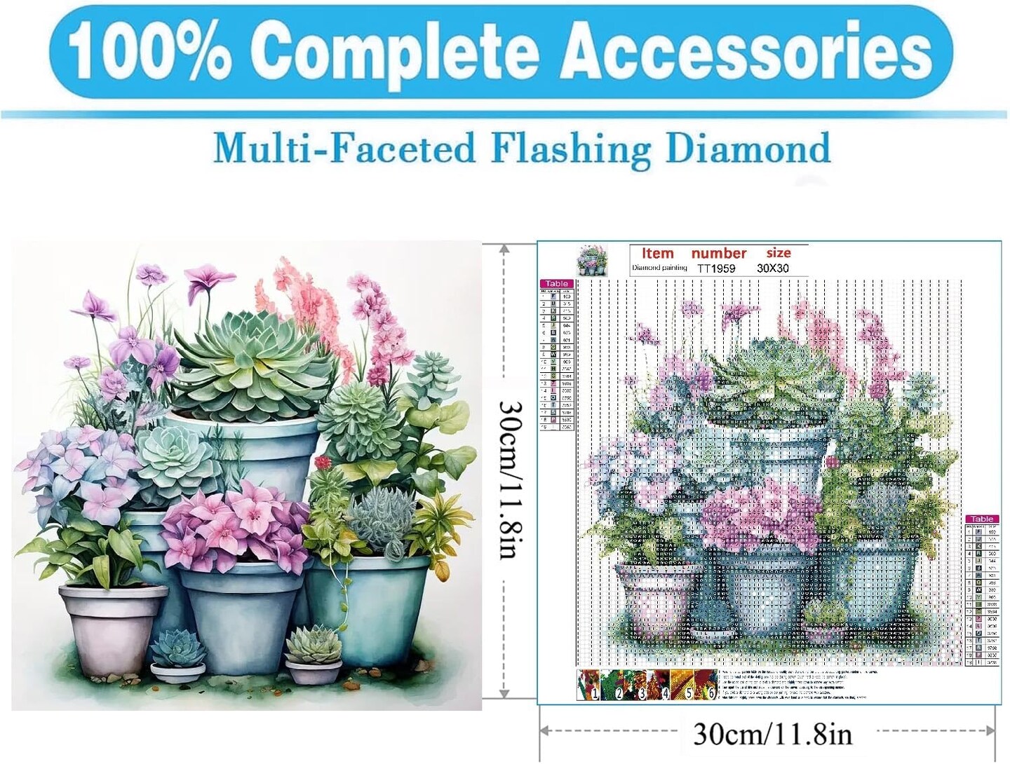 Succulent Plants Diamond Painting Kits for Adults Diamond Art Kits for Adults Beginner, Flower DIY Full Drill Diamond Dots Paintings with Diamonds 5D Gem Art and Crafts Home Decor 12 x12inch