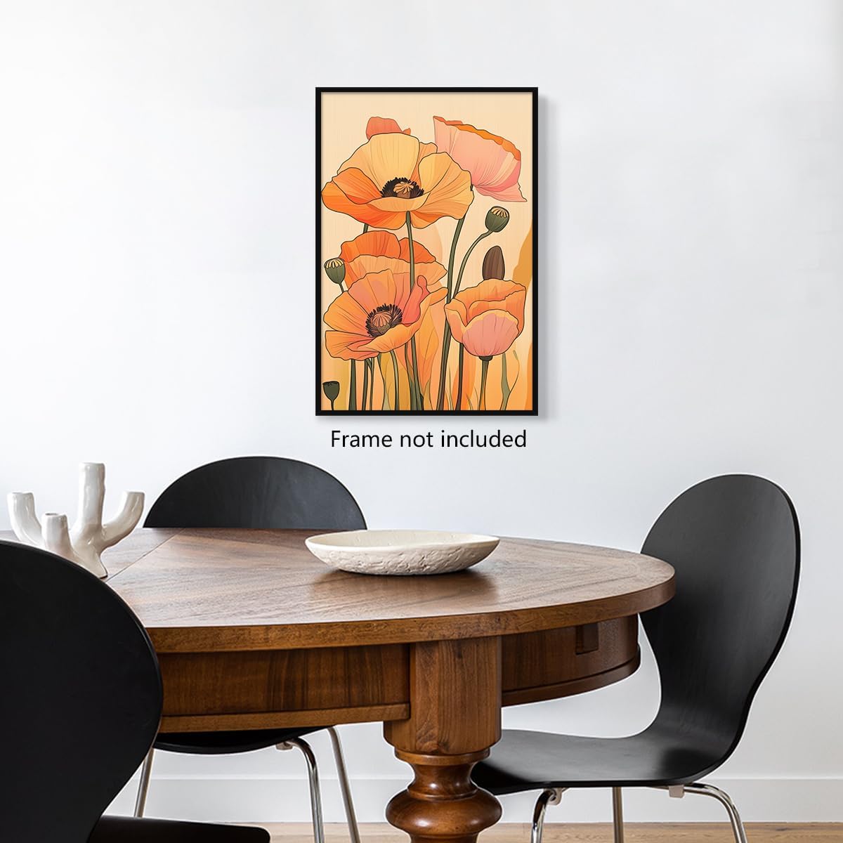 Summer Vintage Flower Canvas Wall Decor, Rustic Poppy Floral Aesthetic Poster, Farmhouse Yellow Poppies Flower Print, Folk Art Botanical Picture, Modern Minimalist Boho Art, 8x12in (Unframed)