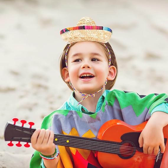 80 Pcs Mini Sombrero Hats Small Fiesta Headband Hats Natural Straw Cinco De Mayo Party Decorations for Kids Pets Dogs