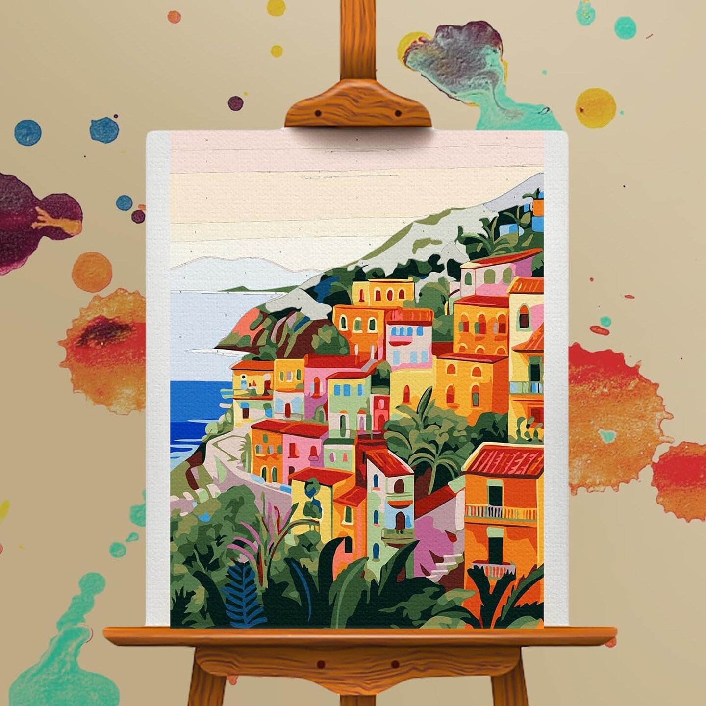 Paint by Numbers Kit for Adults Beginner, Seaside Acrylic Adult Paint by Number Kits on Canvas, Seascape Watercolor Oil Number Painting for Adults, Perfect for Home Decor Gift 16&#x22;x20&#x22;