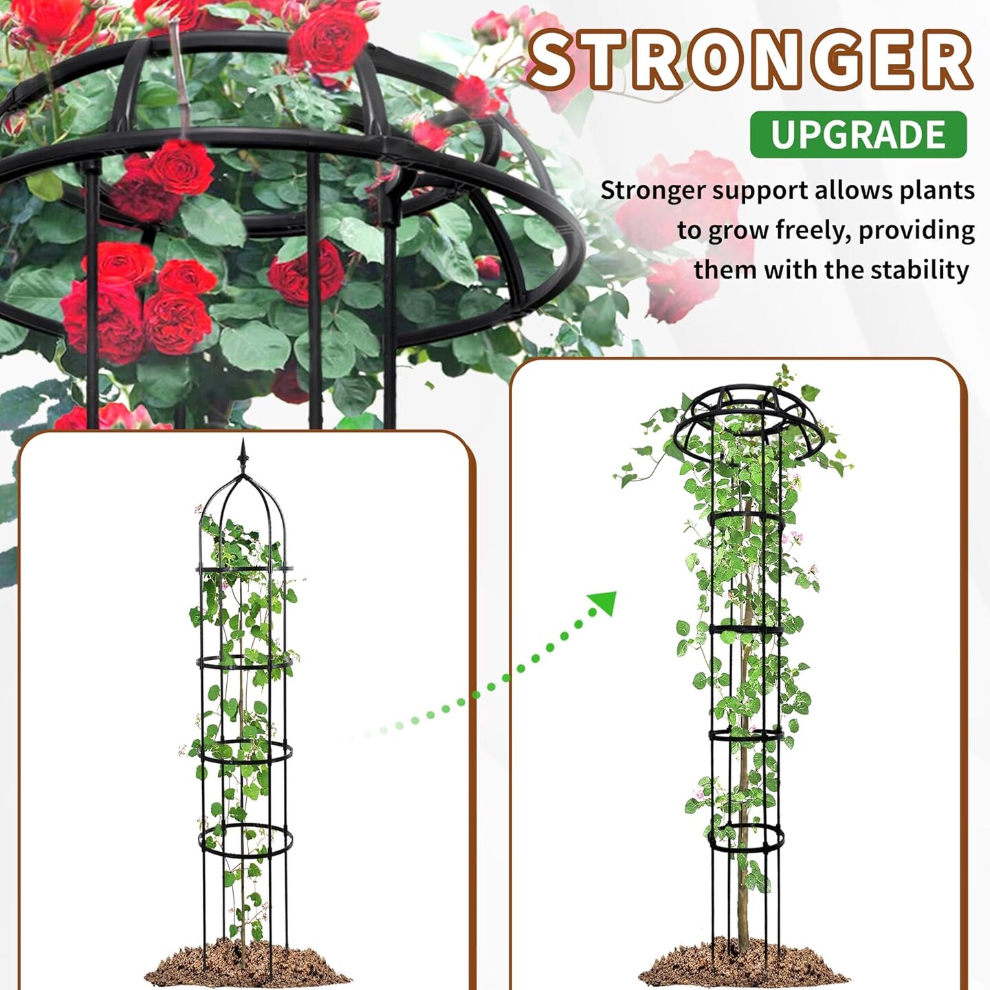 Garden Trellis for Climbing Plants, Mushroom Plant Support for Potted Plants