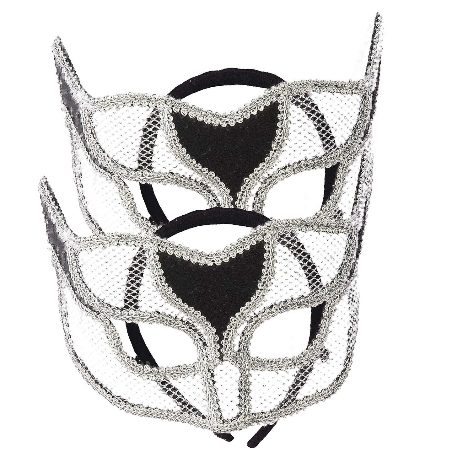 Elegant Silver Netted Masquerade Mask