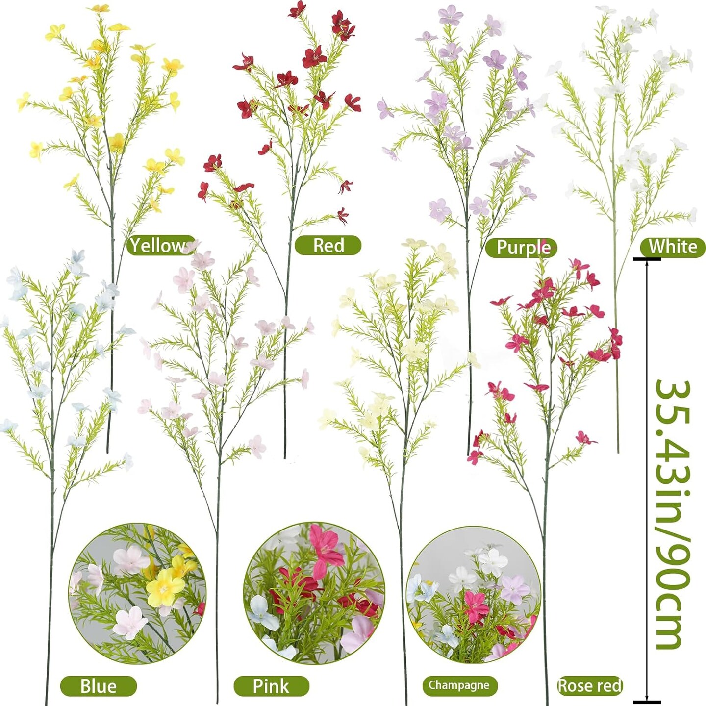 8 Pcs Summer Floral Arrangement &#x2013; Artificial Spring Flowers, Fake Wildflowers Bouquet, 35&#x22; Floral Stems for Vase, Home and Table Centerpieces (8 Colors)