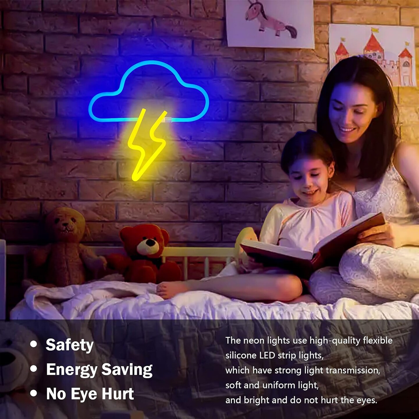 Summer Neon Sign LED Cloud Lightning Neon Signs for Wall Decor Hanging Neon Light Battery or USB Powered Light Up Neon Lights for Bedroom Aesthetic Kids Room Living Room Bar Party Yellow