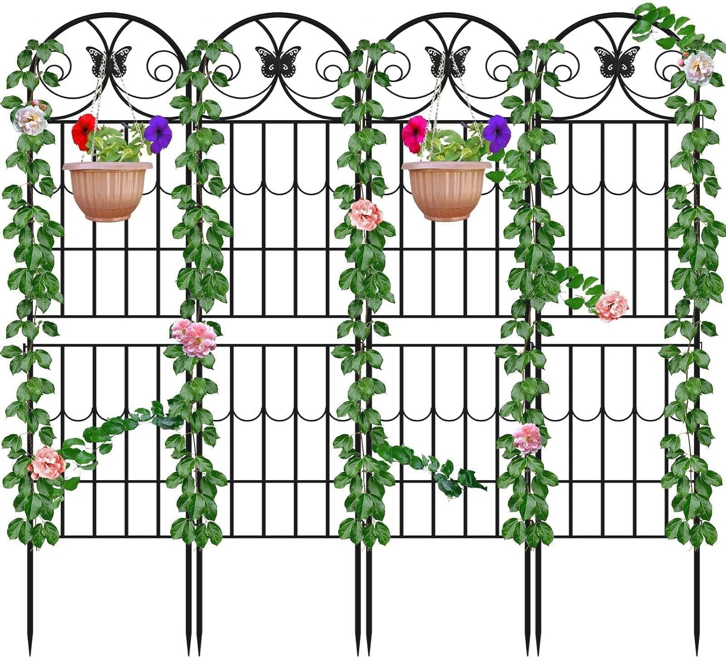 4PCS 87&#x201D;H Metal Garden Trellis for Climbing Plants Outdoor