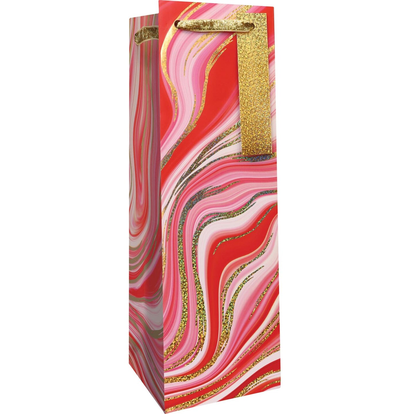 Pack/6: Peppermint Bark Wine Bag - 4-1/2 x 4-1/2 x 14&#x22;
