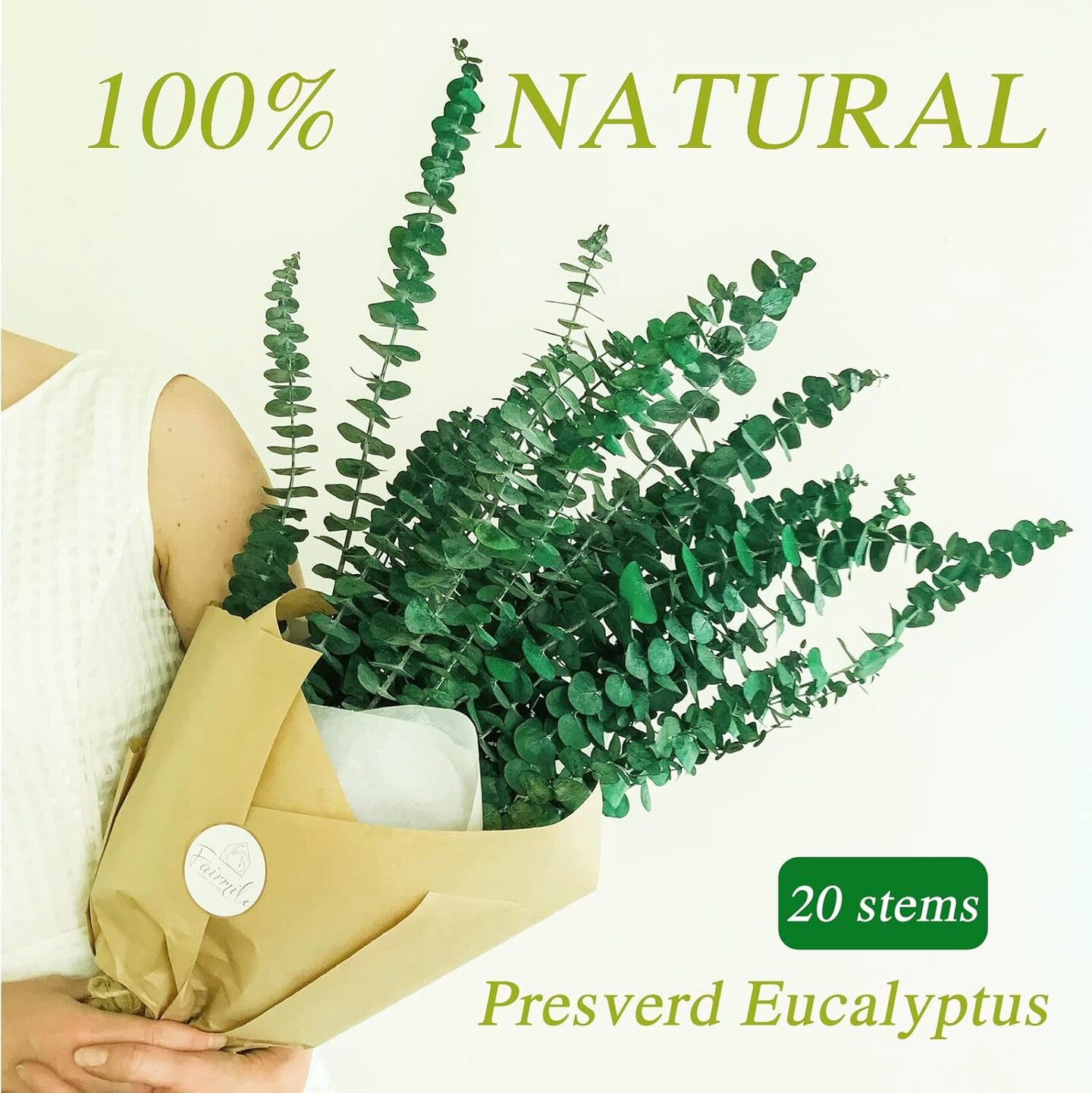 20 Pcs Preserved Dried Eucalyptus Stems, 17" Natural Fresh Eucalyptus Branches for Shower, Real Plant for Vase Filler