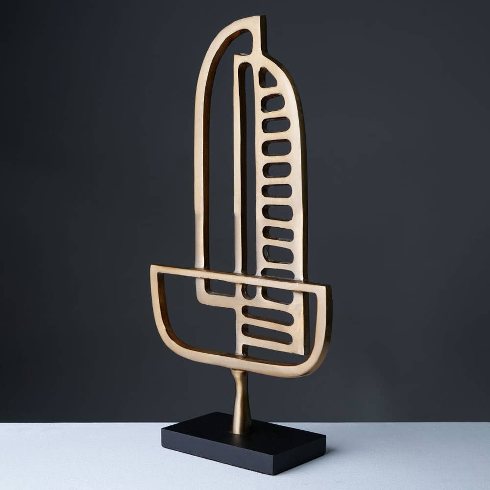 Abstract Aluminum Table Décor Sculpture | Modern Home Decor Showpiece | Living Room & Office Accent | 8 x 3 x 15"