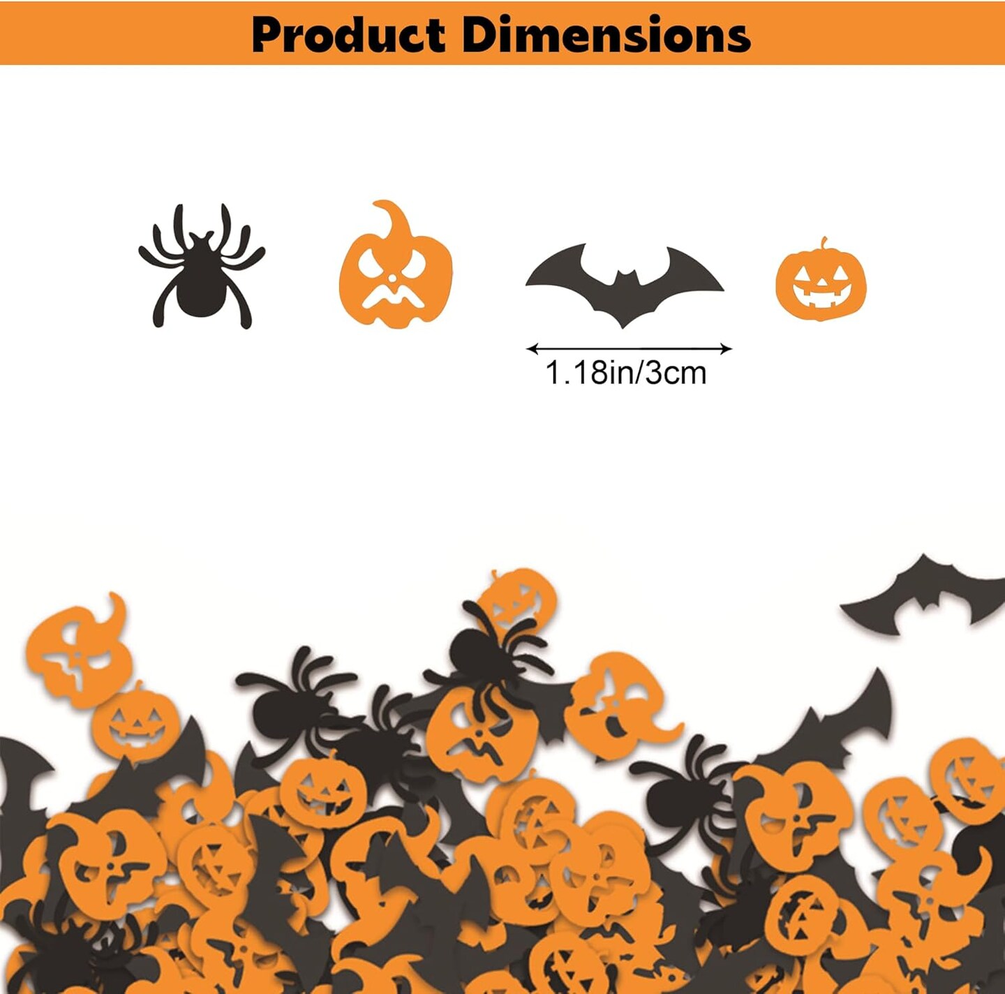 100Pcs Halloween Confetti Decorations,Halloween Party Table Scatter Confetti Sprinkles Orange Pumpkin Black Spider Bat Confetti for Halloween Party Supplies Trick or Treat Tabel Decor