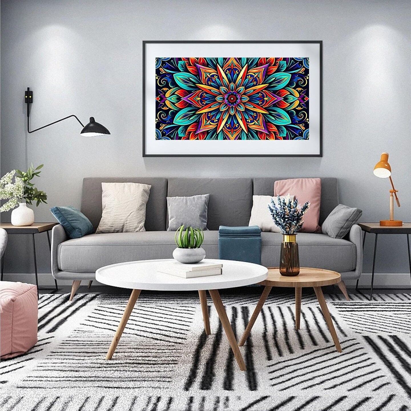 Large Diamond Art Kits for Adults - 5D Mandala Diamond Painting Kits for Adults, DIY Full Drill Large Mandala Diamond Art Painting, Gem Painting Kit for Home Wall Decor 27.5 X 15.7 Inch