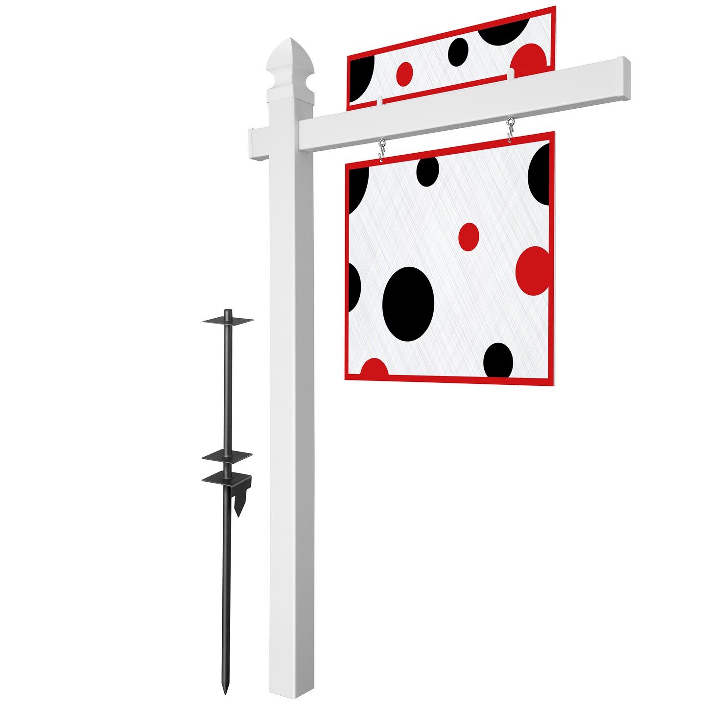 Casafield  Real Estate Sign Post for Open House and Yard Sale Signs with Flat Cap and Gothic Cap Options - Vinyl PVC - White