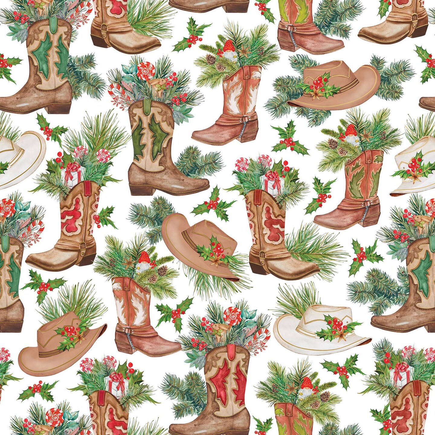 Pack/6 Rolls: Western Holiday Gift Wrap - Jumbo Roll (30&#x22; x 10 ft.)