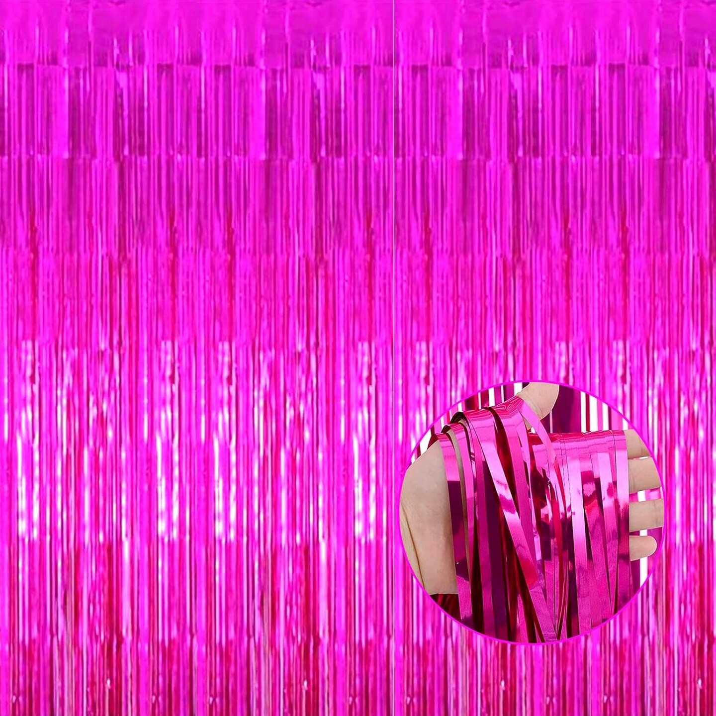 4 Pack Fuchsia Foil Fringe Curtain Backdrop Photo Booth Props