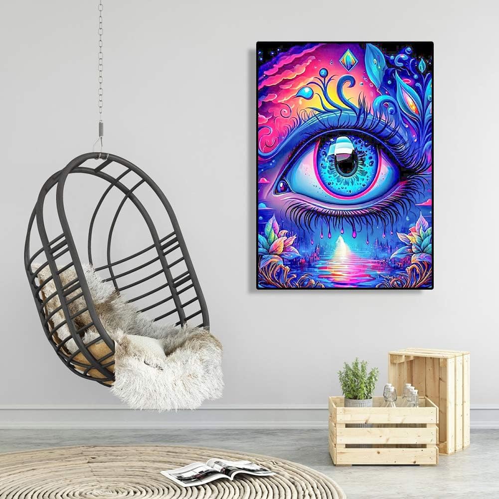 5D Diamond Painting Kits for Adults, Colorful Eye DIY Diamond Painting Full Drill, Abstract Diamond Art Kits for Adults Beginners, Gem Art Painting for Home Wall Decor 12X16in