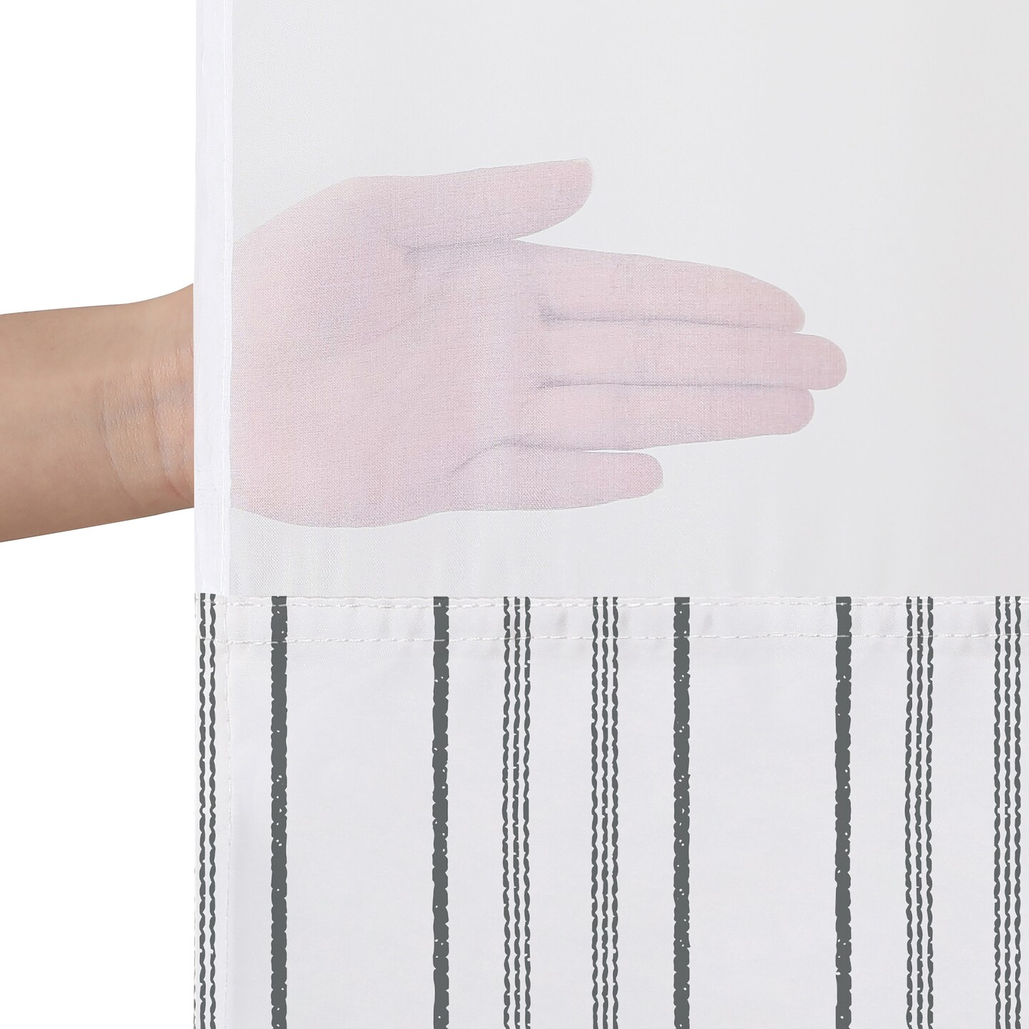 Americanflat 72x75 Hookless Shower Curtain - Water-Resistant Shower Curtain with Sheer Panel, Snap-In Liner, and Grommets - 100% Polyester