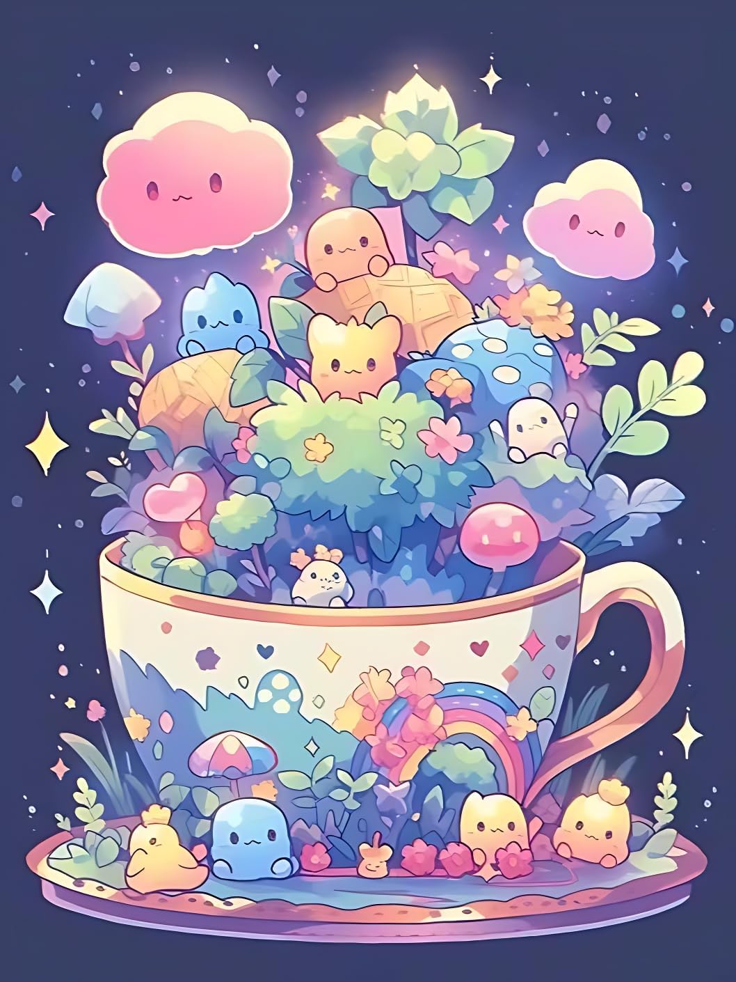 Cute Diamond Painting Kits for Adults-Diamond Art Kits for Cartoon, Cup Gem Art Kits for Adults for Gift Home Wall Decor (12x16inch)