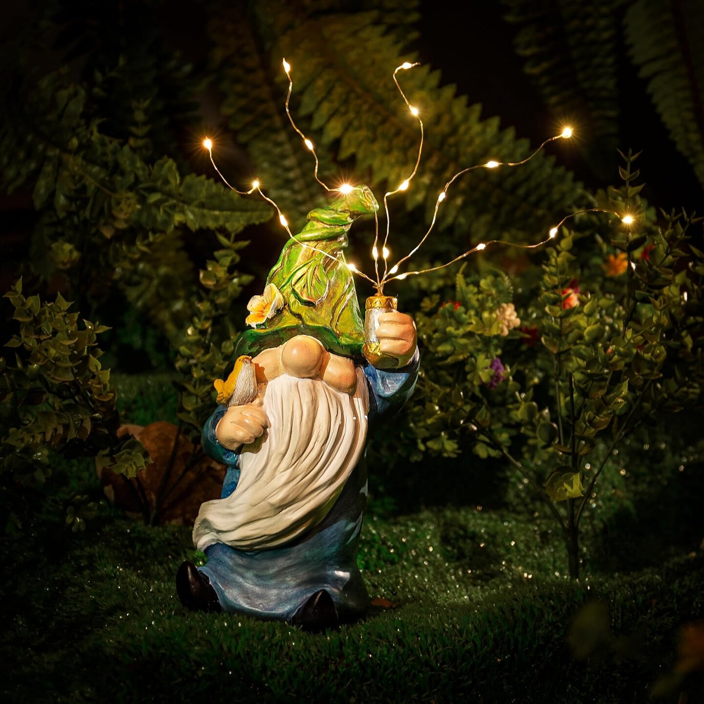 Gnomes Garden Statues with Firework Solar Light Garden Decor for Outside, Outdoor Decor, Gnome Decor Garden Art Outdoor Statues Patio Decor Lawn Yard Art, Garden Gifts Naughty Funny Gnomes