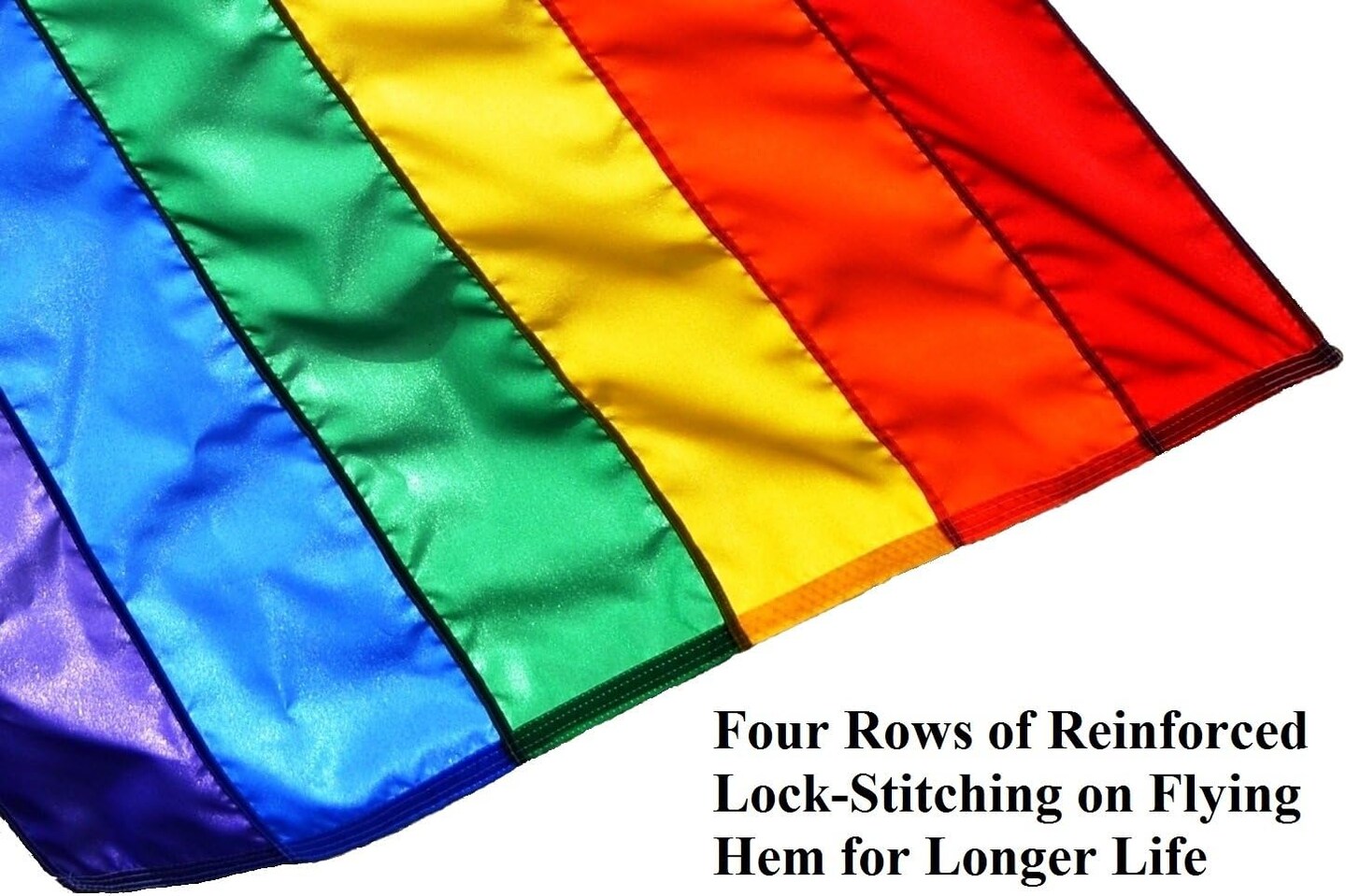 3x5 FT Rainbow Flag (Sewn Stripes) Outdoor SolarMax Nylon - Gay Pride Lesbian LGBT - UV Fading Resistant - Premium Quality - Made in USA