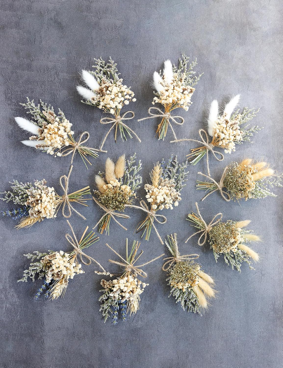 Mini Dried Flower Bouquet Set (12pcs), Cake Bouquet, Dried Flower Decoration, Shooting Prop, Envelope Decoration Dried Flower(Primary Colour)