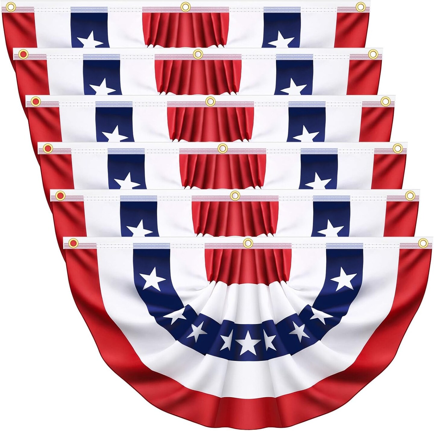 6 Pack American Pleated Fan Flag, Patriotic Half Fan Banner American Flag Decoration Bunting