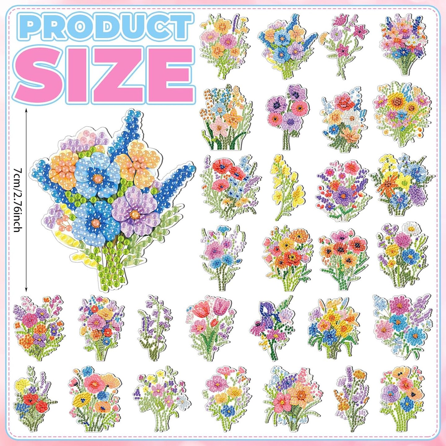 30 Pcs Wildflower Diamond Painting Magnet kits