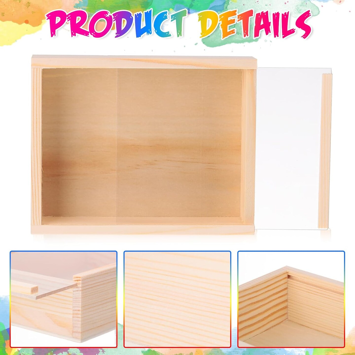 6.3 x 4.9 x 1.8 Inch Small Rectangle Crates Wooden Box