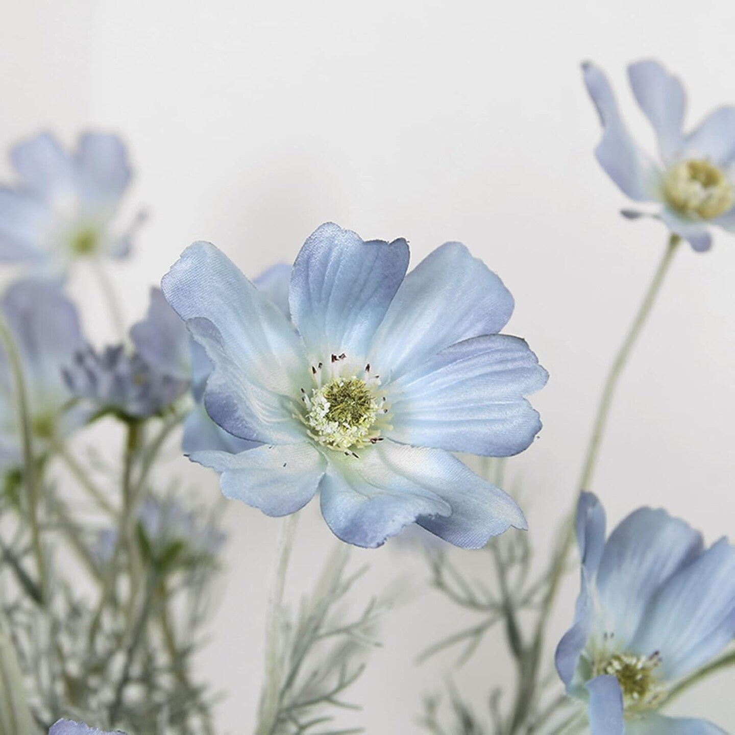 2 Pcs Artificial Fake Flowers Plants Cosmos Silk Flower Arrangements Wedding Bouquets Decorations Plastic Floral Table Centerpieces for Home Kitchen Garden Party Decor Approx 23.6'' High - Light Blue