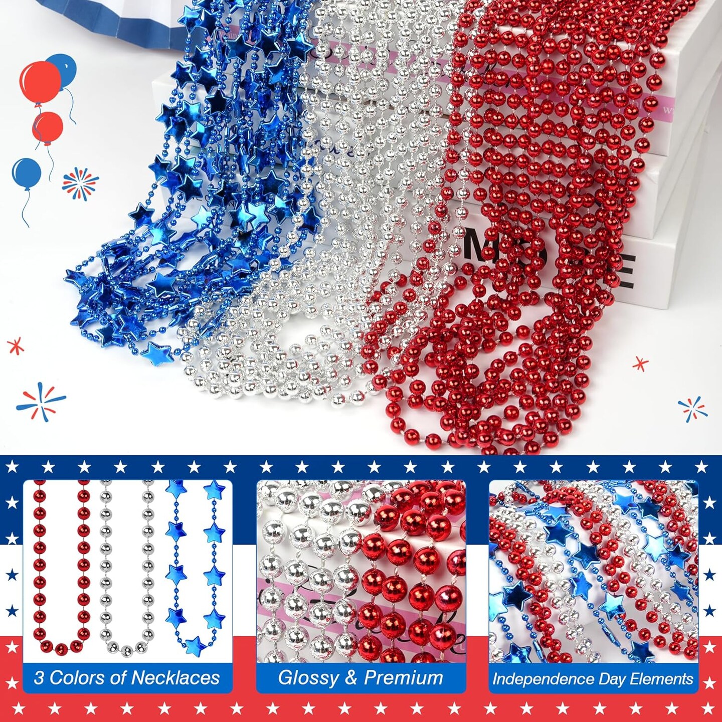 4th of July Beaded Necklace
