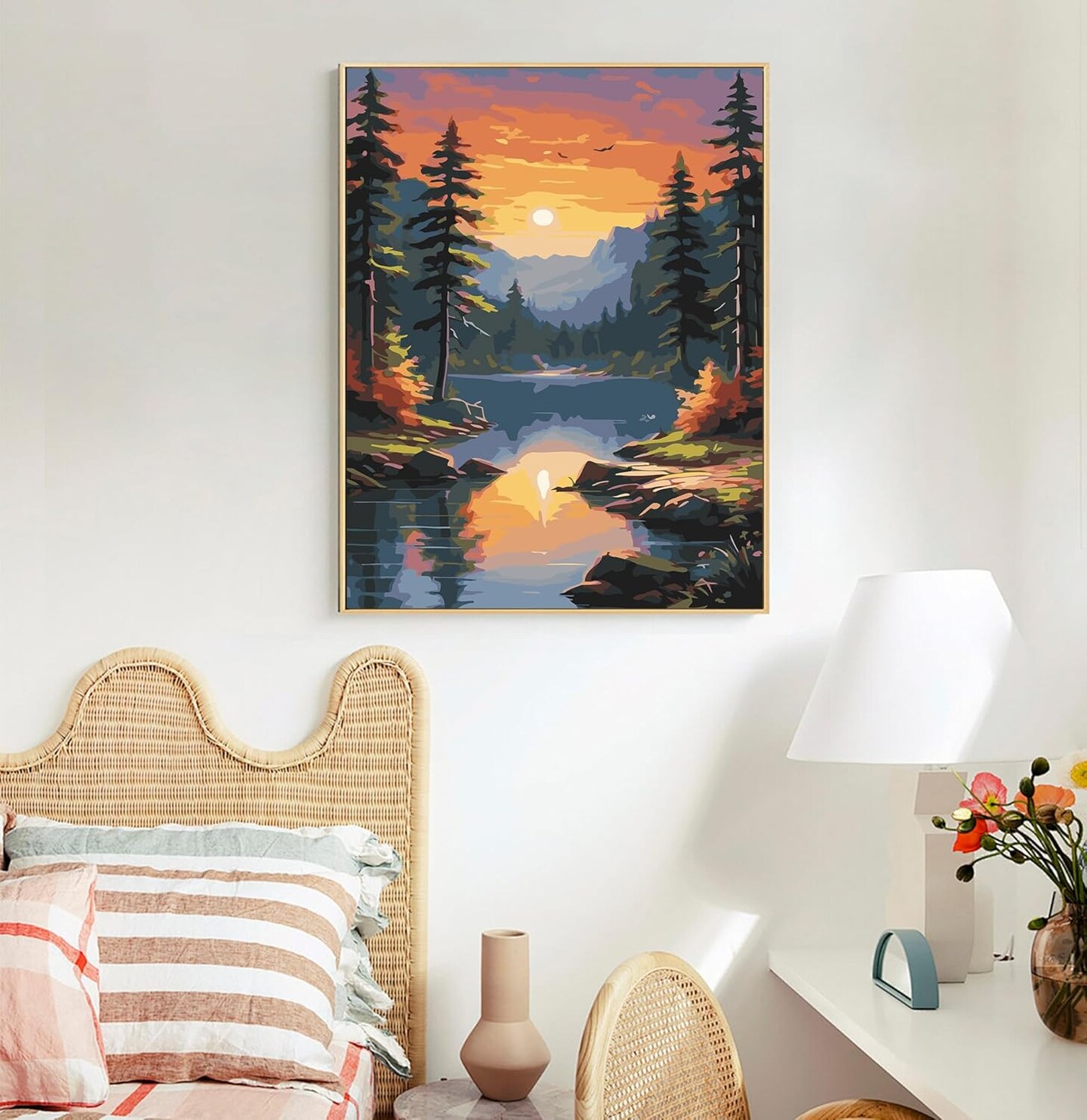 Paint by Numbers Kit for Adults- Lake Landscape Adult Paint by Number Kits on Canvas for Beginners, Scenery DIY Acrylic Oil Number Painting Kits for Home Wall Decor Gift 16&#x22;x20&#x22; (without Frame)