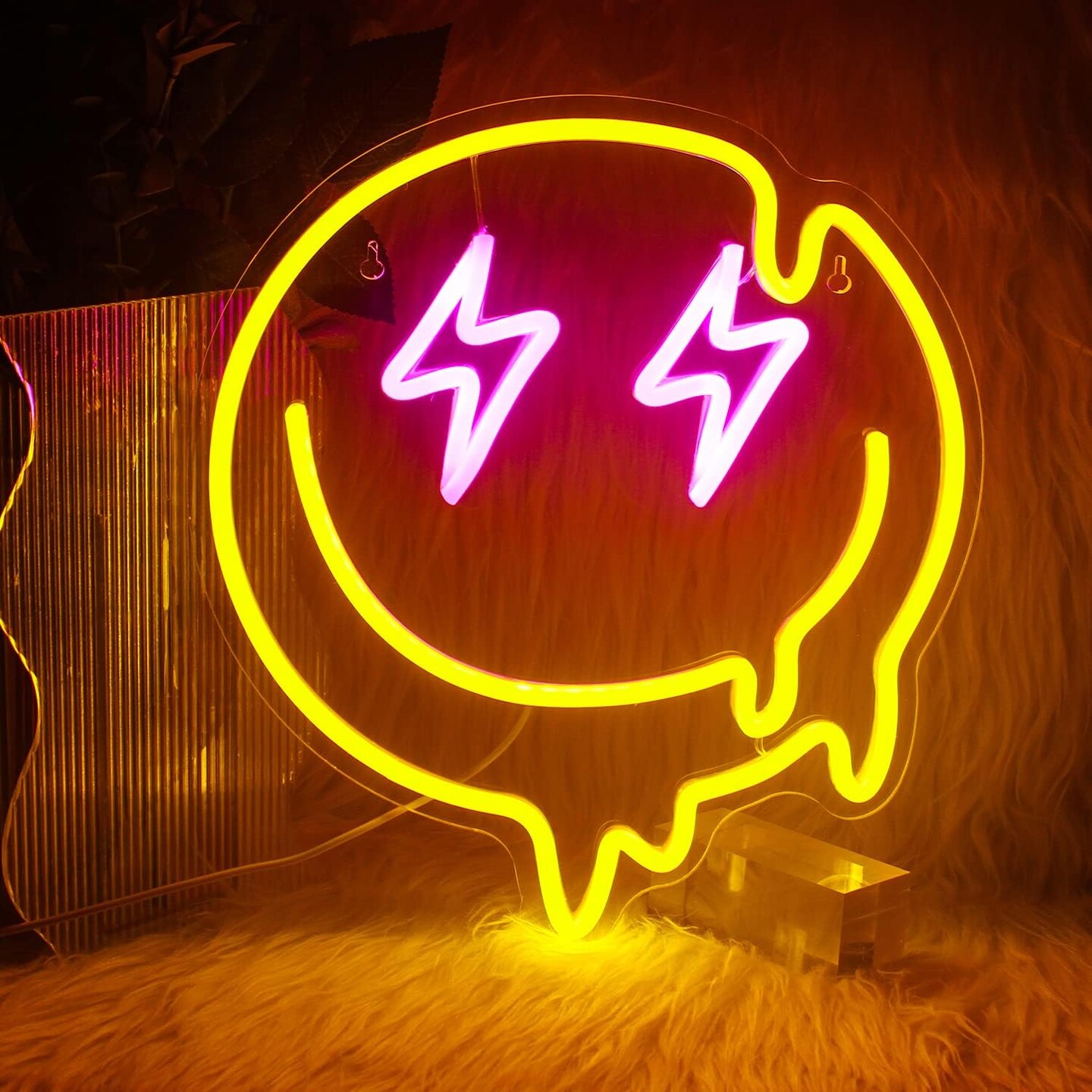 Summer LED Smile Faces Neon Light Signs, USB Powered for Wall Bedroom Kids Room, Holiday Party Decoration Gifts (Yellow)