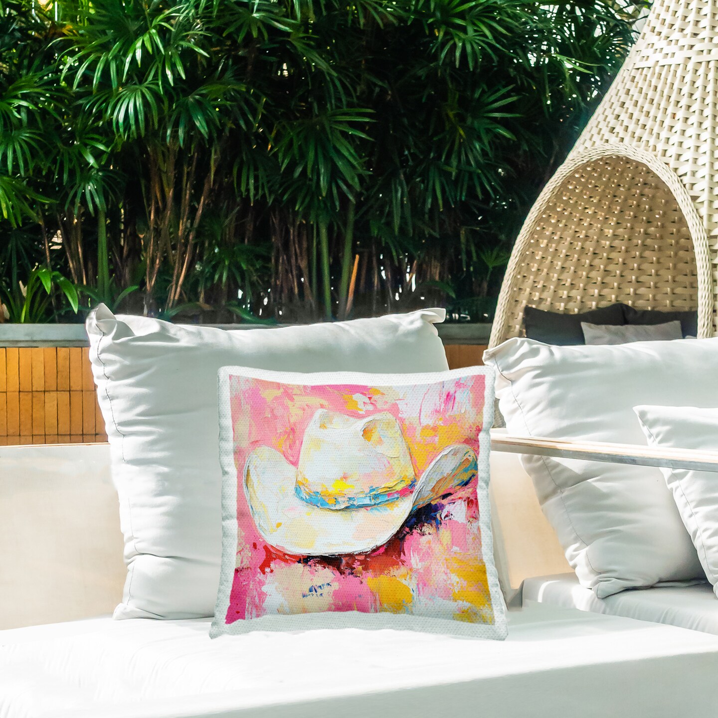 Stupell Industries Painterly Brushed Cowgirl Hat Outdoor Printed Pillow design by Heidi Kuntz, 18 x 7 x 18